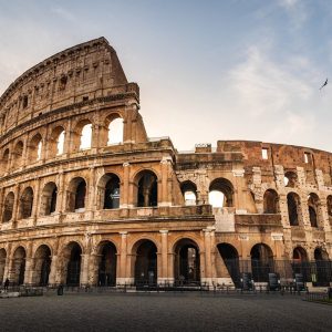 italy, rome, colosseum, sunset, nature, ancient architecture, travel, roman arena, tourists